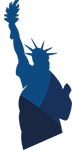 Icone bleue de la silhouette de la Statue de la Liberté